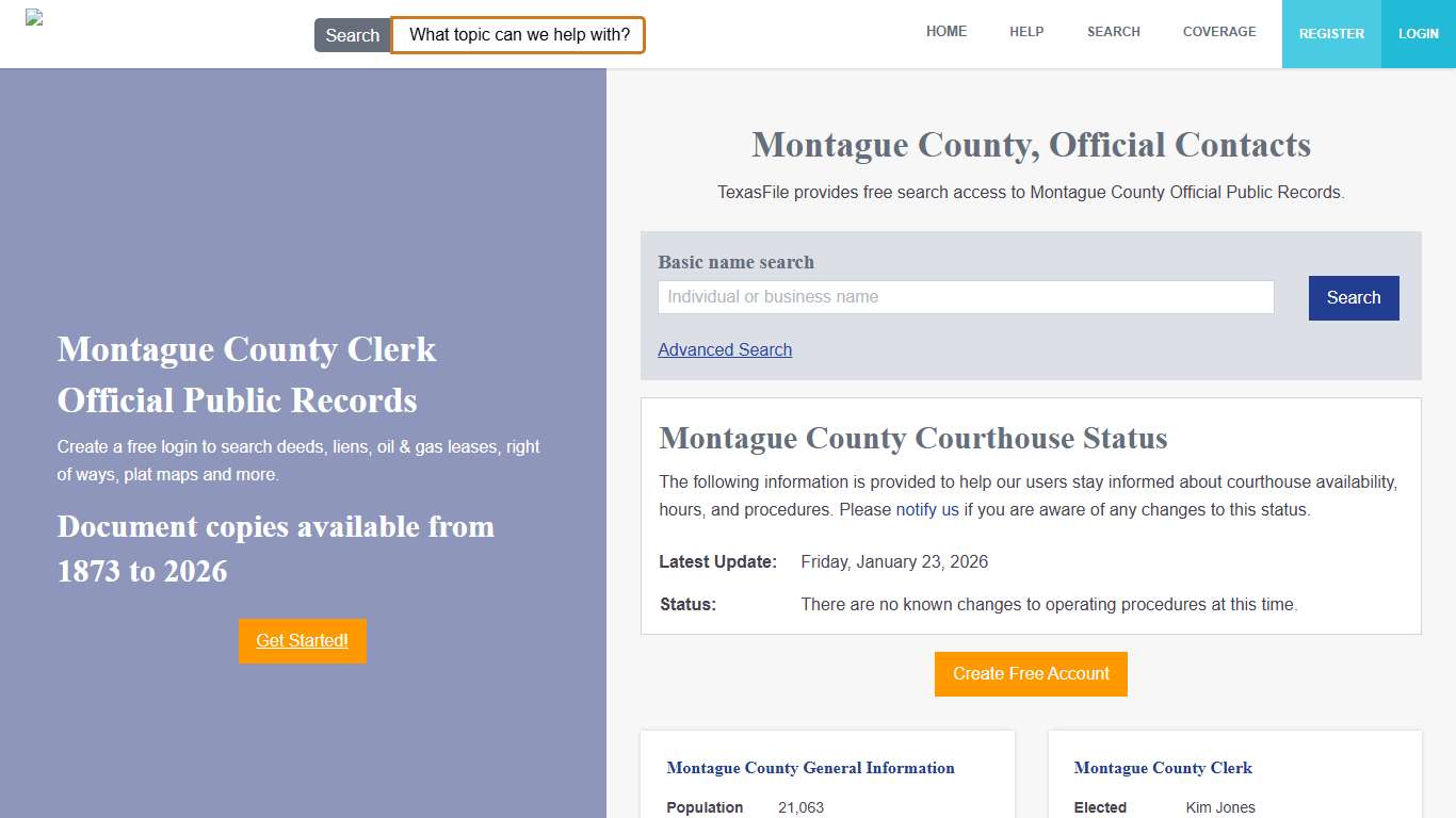 Montague County Clerk Official Public Records TexasFile