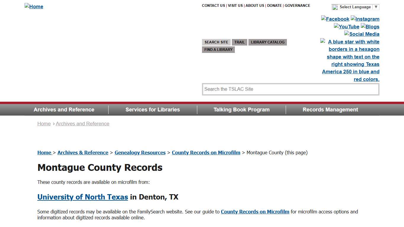 Montague County Records Available on Microfilm from University of North Texas Texas State Library